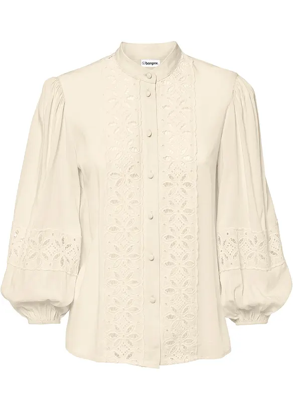 Bluse aus softem Viskose-Mix in weiß von vorne - bonprix