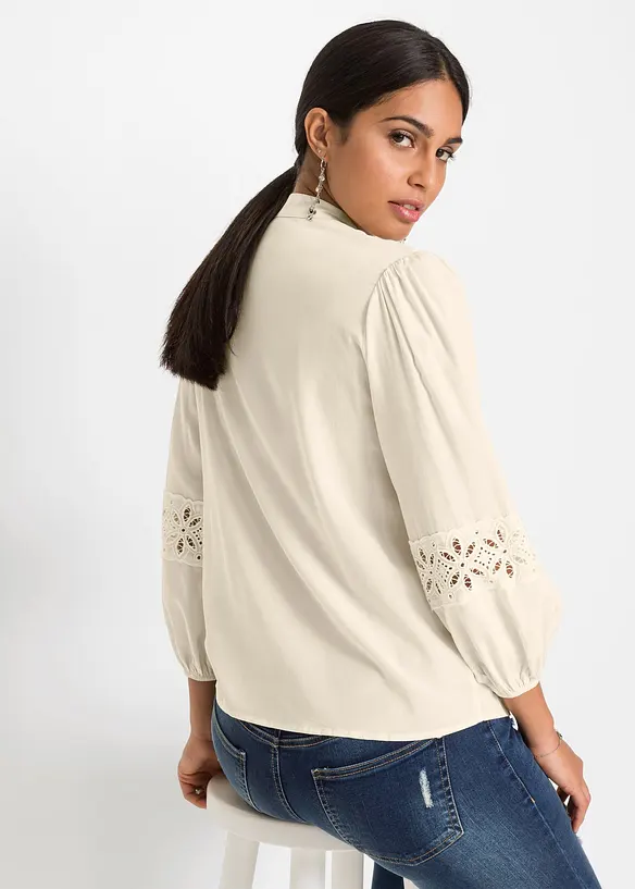 Bluse aus softem Viskose-Mix in weiß von hinten (im Anschnitt) - bonprix