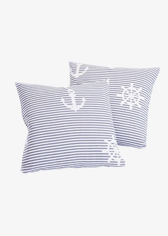 Kissenbezug mit maritimen Design (2er Pack) in grau von vorne - bonprix