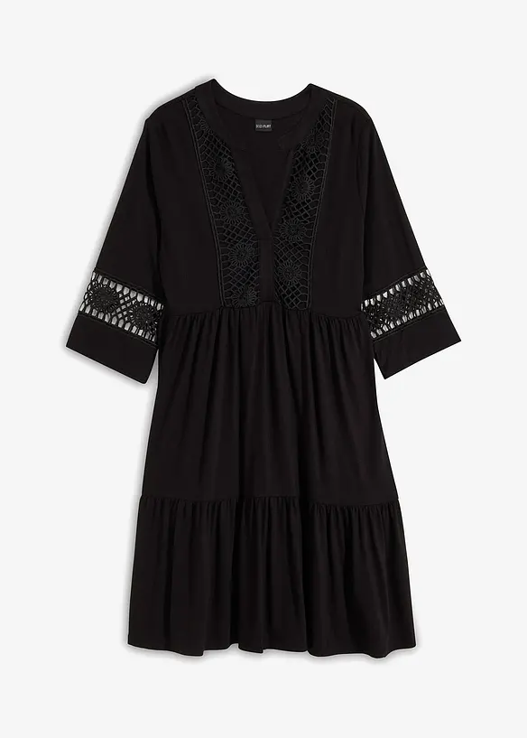 Tunika-Kleid aus softer Viskose in schwarz von vorne - bonprix