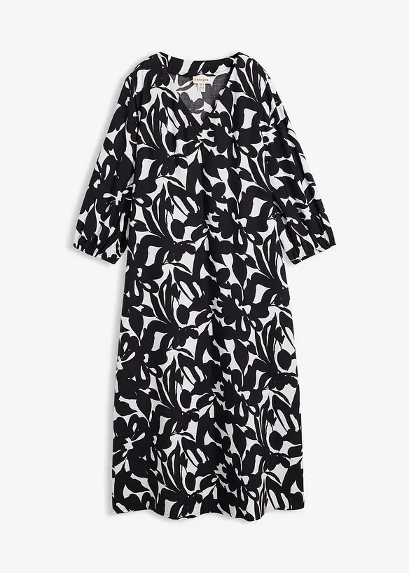 Maxikleid aus fließender Viskose in schwarz von vorne - bonprix