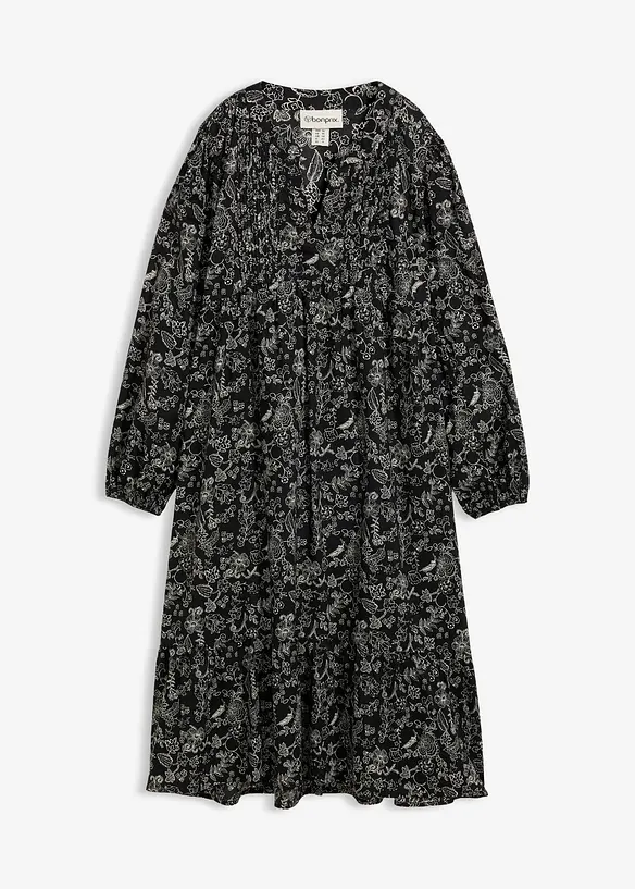 Midikleid aus Baumwolle in schwarz von vorne - bonprix