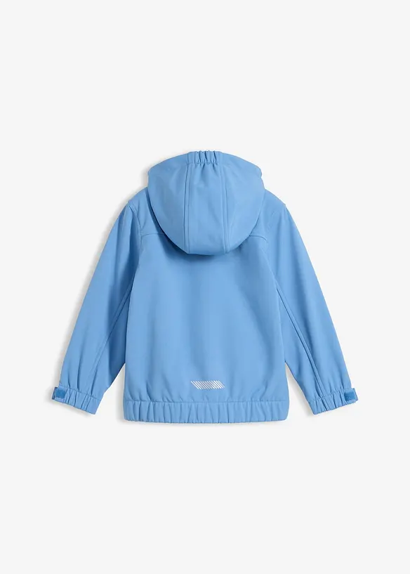 Wind- und wasserabweisende Softshelljacke mit Kapuze in blau von hinten - bonprix