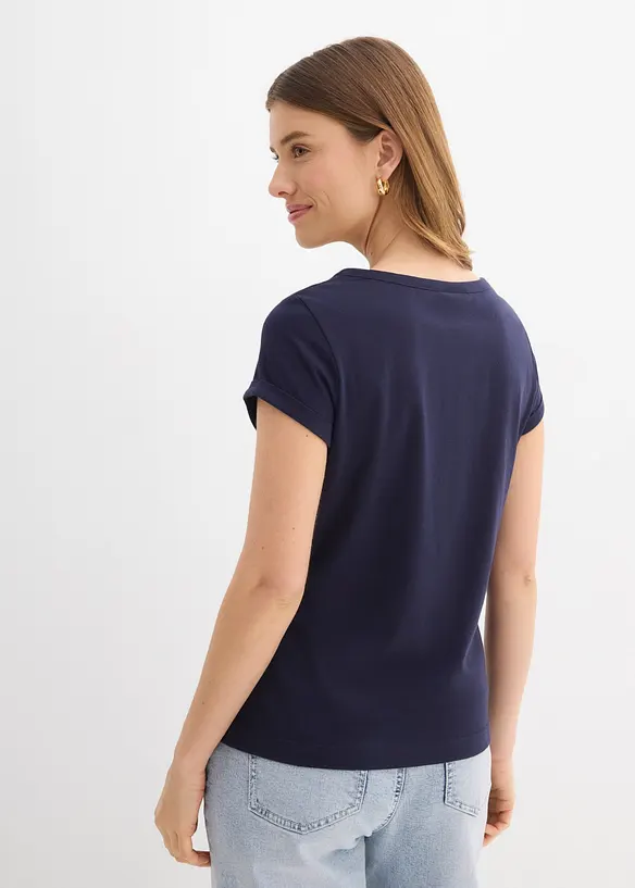 T-Shirt aus reiner Baumwolle in blau von hinten (im Anschnitt) - bonprix