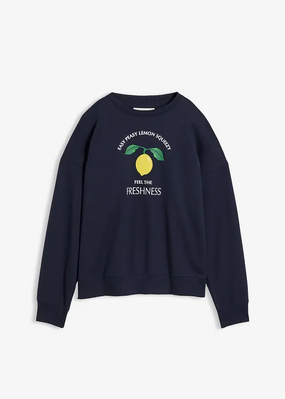 Oversize-Sweatshirt in blau von vorne - bonprix