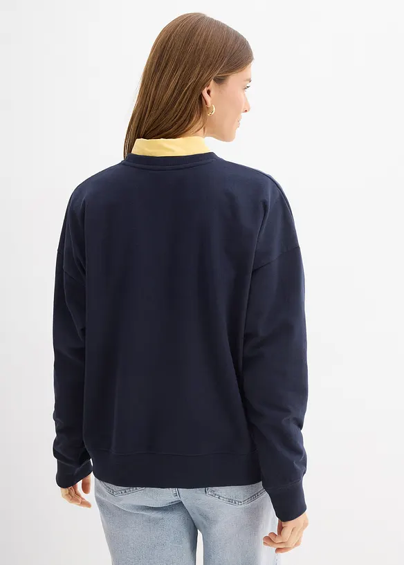 Oversize-Sweatshirt in blau von hinten (im Anschnitt) - bonprix