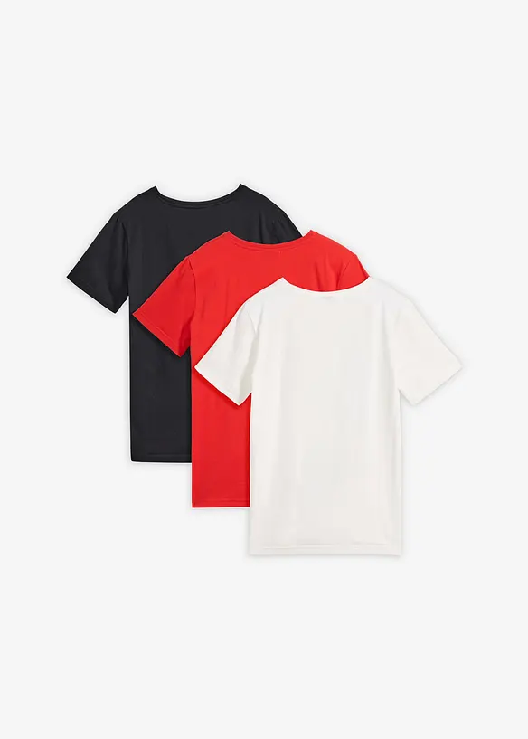 T-Shirt mit Bio-Baumwolle (3er Pack) in rot von hinten - bonprix T-Shirt mit Bio-Baumwolle (3er Pack) in rot von hinten - bonprix
