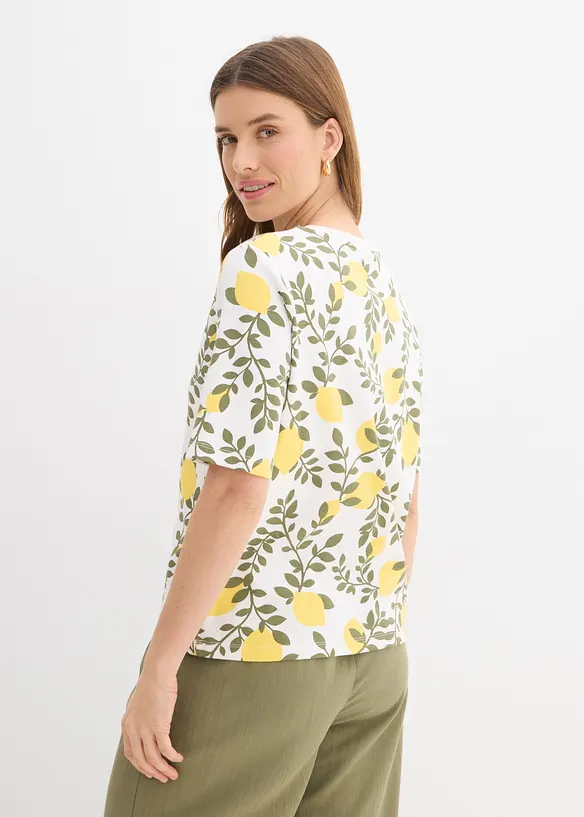 T-Shirt aus schwerer Bio-Baumwolle in weiß von hinten (im Anschnitt) - bonprix