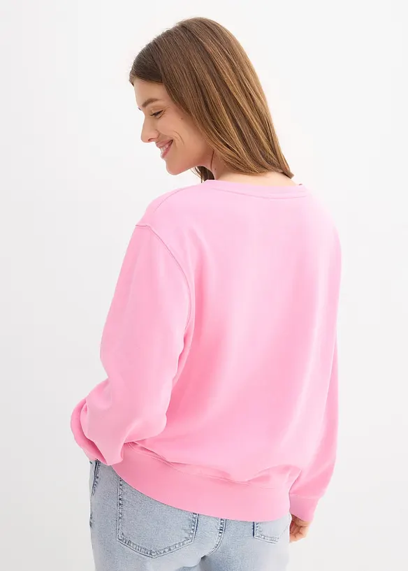 Sweatshirt aus reiner Baumwolle in rosa von hinten (im Anschnitt) - bonprix