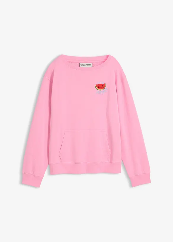 Sweatshirt aus reiner Baumwolle in rosa von vorne - bonprix