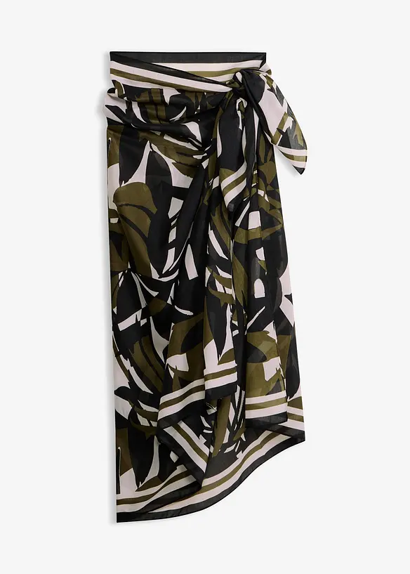 Transparenter Strandpareo in schwarz von vorne - bonprix