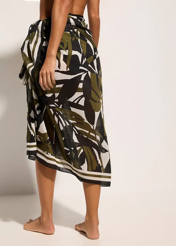 Transparenter Strandpareo in schwarz von hinten - bonprix