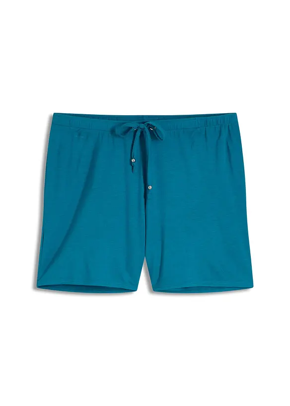 Strandshorts aus fließendem Viskose-Mix in petrol von vorne - bonprix