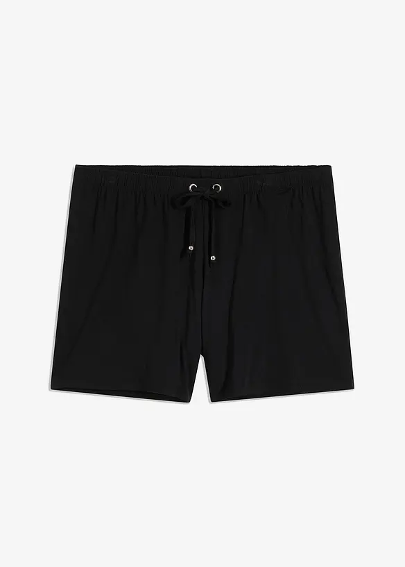 Strandshorts aus fließendem Viskose-Mix in schwarz von vorne - bonprix Strandshorts aus fließendem Viskose-Mix in schwarz von vorne - bonprix