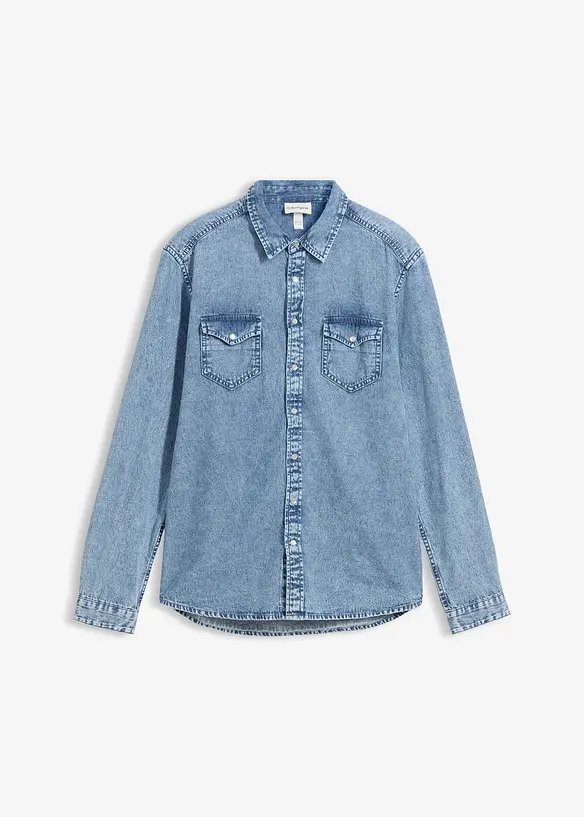 Jeanshemd aus reiner Bio-Baumwolle in blau von vorne - bonprix