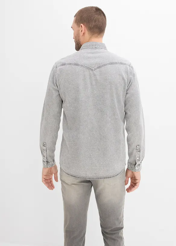 Jeanshemd aus reiner Bio-Baumwolle in grau von hinten (im Anschnitt) - bonprix