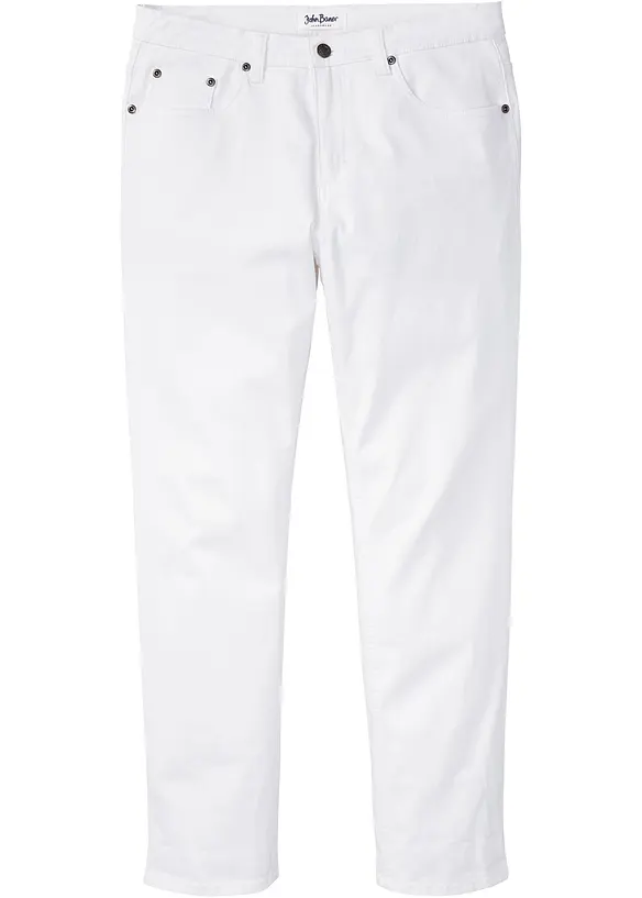 Classic-Fit-Jeans, Tapered in weiß von vorne - bonprix