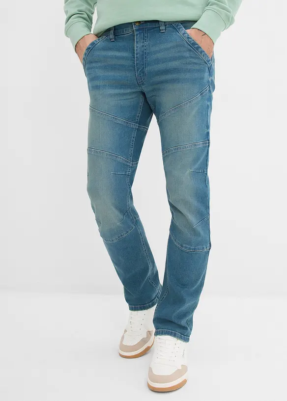 Regular Fit Jeans mit Dehnbund, Straight in blau von vorne - bonprix