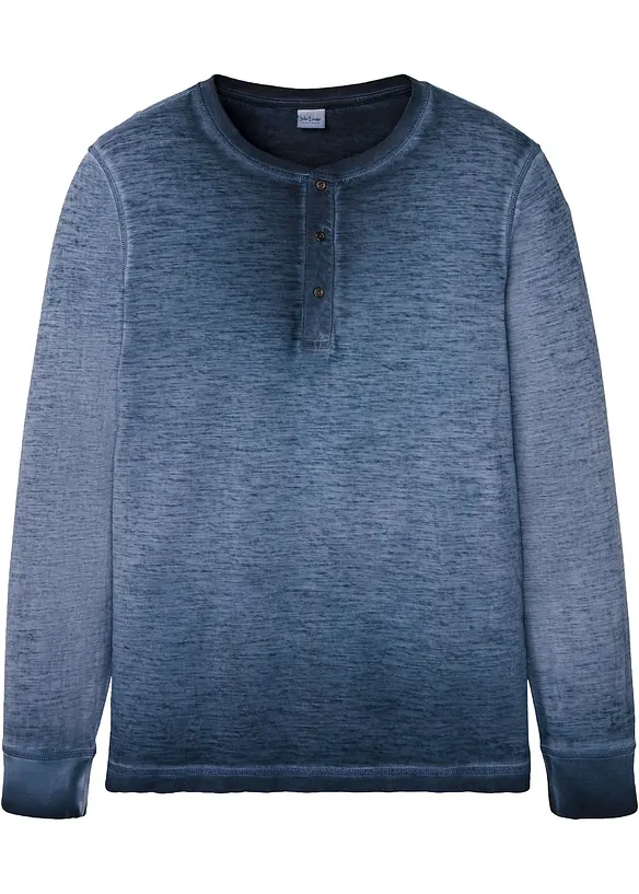 Henleyshirt aus reiner Bio-Baumwolle in blau von vorne - bonprix