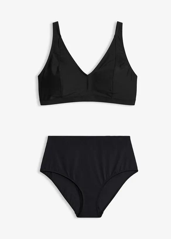 Bikini mit V-Ausschnitt (2-tlg.Set) in schwarz von vorne - bonprix