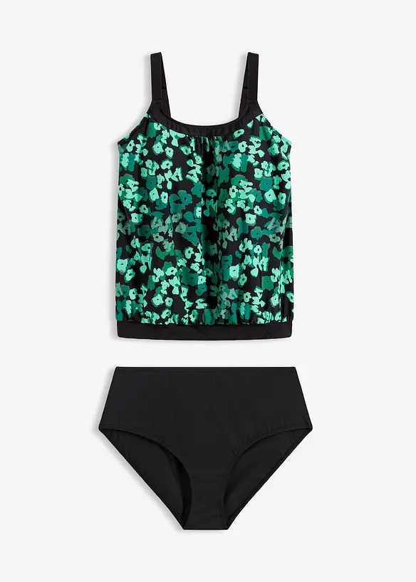 Oversize-Tankini (2-tlg.Set) in schwarz von vorne - bonprix