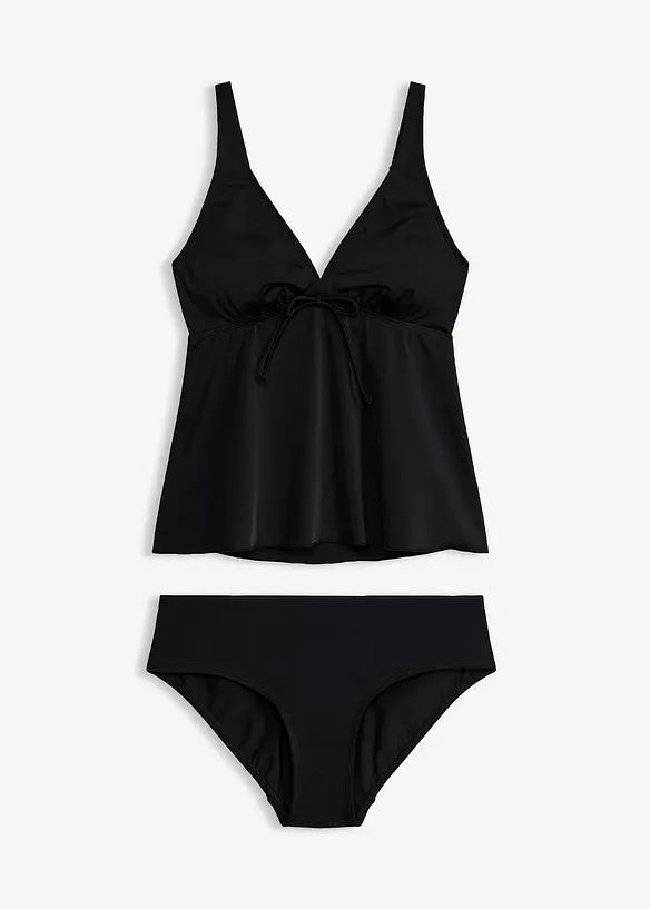 Tankini mit verstellbaren Trägern (2-tlg.Set) in schwarz von vorne - bonprix