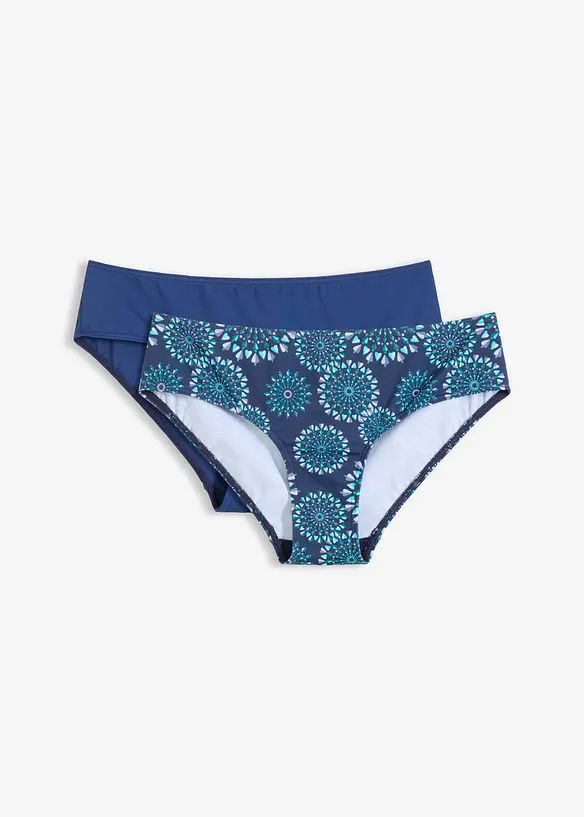 Bikinihose (2er Pack) in blau von vorne - bonprix