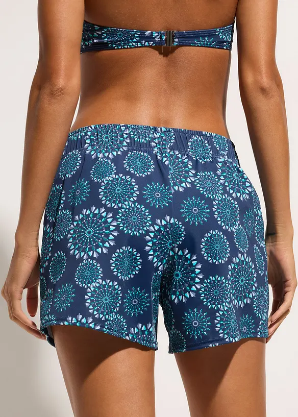 Badeshorts mit integrierter Bikinihose in blau von hinten - bonprix