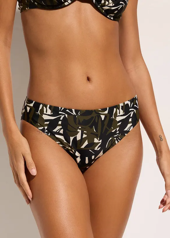 Bikinihose (2er Pack) uni und bedruckt in schwarz von vorne - bonprix