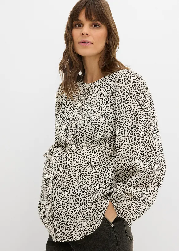 Baumwoll-Bluse für die Schwangerschaft und danach in weiß von vorne (im Anschnitt) - bonprix