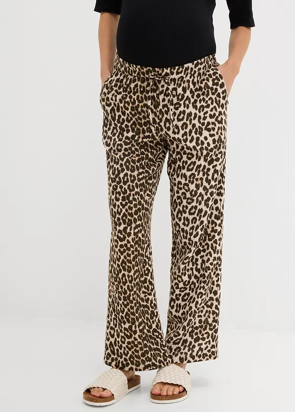 2-in-1 Hose für die Schwangerschaft und danach aus reinem Baumwollmusselin in grau von vorne - bonprix