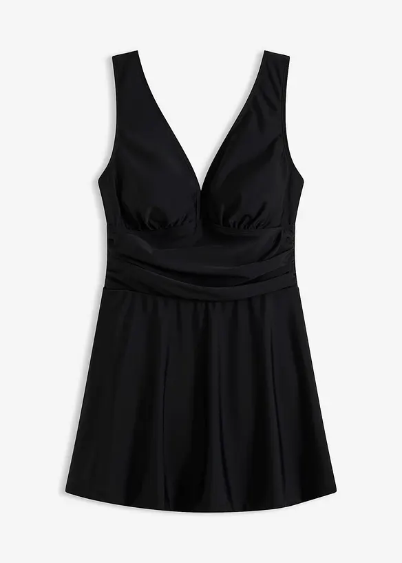 Badekleid mit gekreuzten Trägern in schwarz von vorne - bonprix
