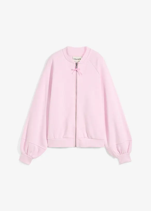 Blouson mit Ballonärmeln aus Baumwoll-Mix in lila von vorne - bonprix Blouson mit Ballonärmeln aus Baumwoll-Mix in lila von vorne - bonprix