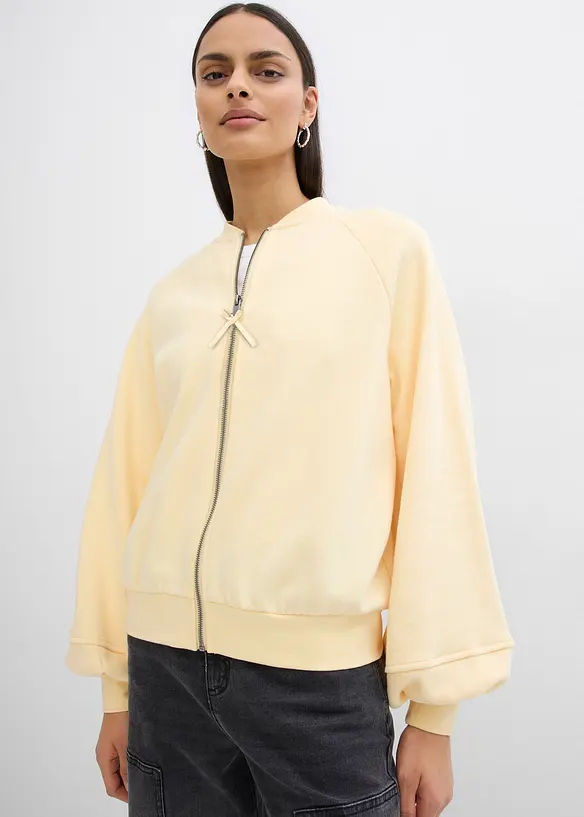 Blouson mit Ballonärmeln aus Baumwoll-Mix in gelb von vorne (im Anschnitt) - bonprix