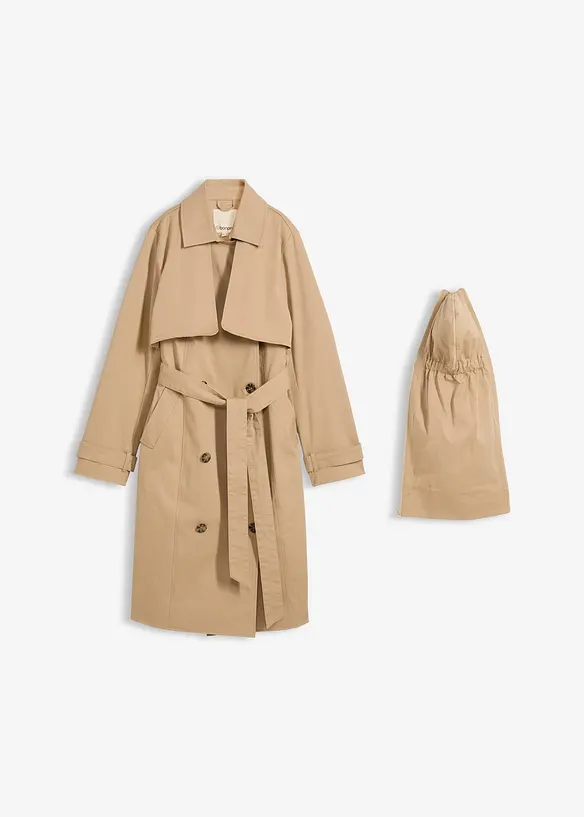 3-in-1 Trenchcoat für die Schwangerschaft und danach mit Trageeinsatz in beige von vorne - bonprix