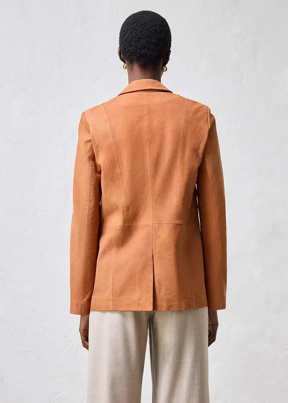Blazer aus Veloursleder in braun von hinten (im Anschnitt) - bonprix