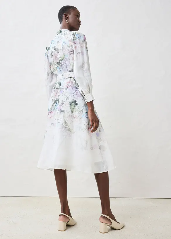 Midikleid aus Ramie (2 tlg.Set mit Gürtel) in lila von hinten (Totalaufnahme) - bonprix Midikleid aus Ramie (2 tlg.Set mit Gürtel) in lila von hinten (Totalaufnahme) - bonprix