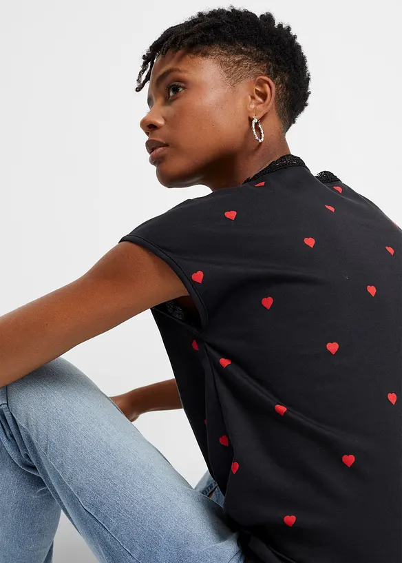 Shirt aus reiner Baumwolle in schwarz von hinten (im Anschnitt) - bonprix