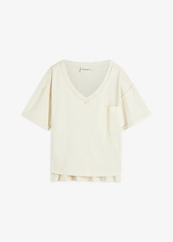 Oversize-Shirt aus reiner Baumwolle in beige von vorne - bonprix