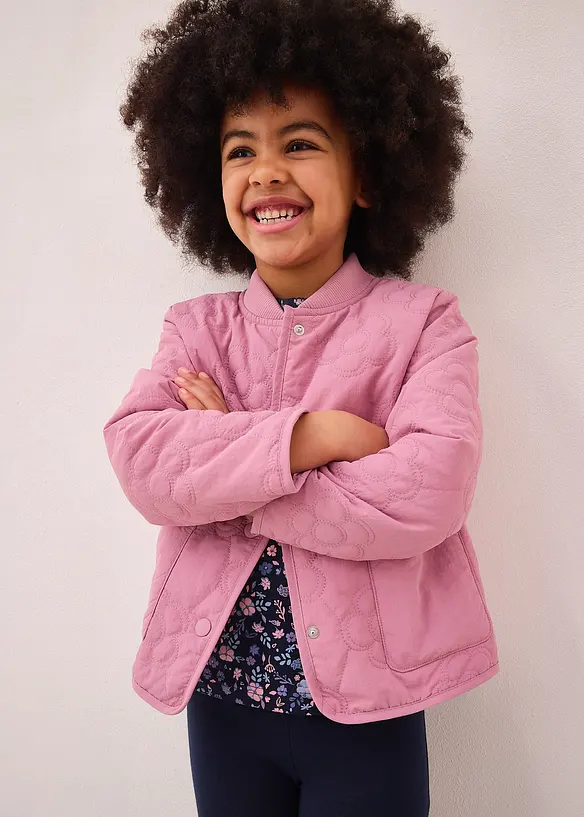 Steppjacke leicht wattiert in rosa von vorne (im Anschnitt) - bonprix