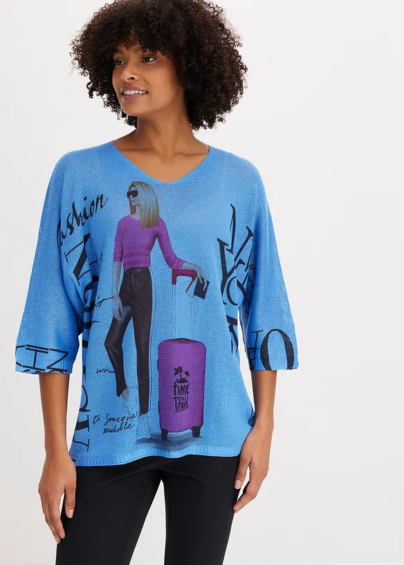 Pullover in blau von vorne (im Anschnitt) - bonprix