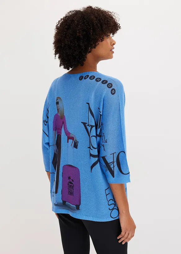 Pullover in blau von hinten (im Anschnitt) - bonprix