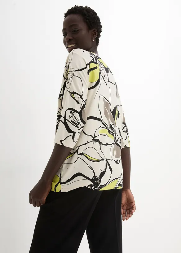 Shirt mit Fledermausärmel und floralem Druck in beige von hinten (im Anschnitt) - bonprix Shirt mit Fledermausärmel und floralem Druck in beige von hinten (im Anschnitt) - bonprix