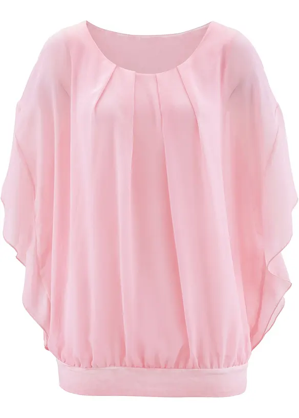 Chiffonbluse mit Fledermausärmel in rosa von vorne - bonprix