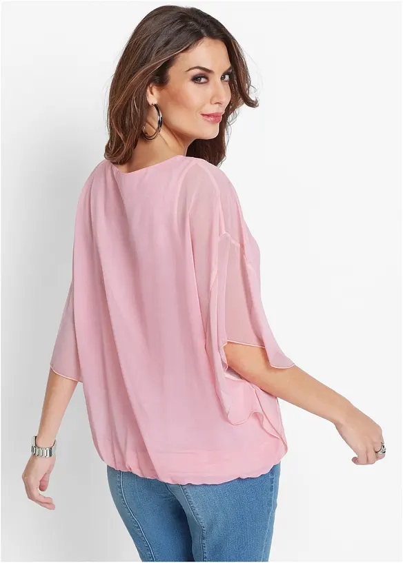 Chiffonbluse mit Fledermausärmel in rosa von hinten (im Anschnitt) - bonprix