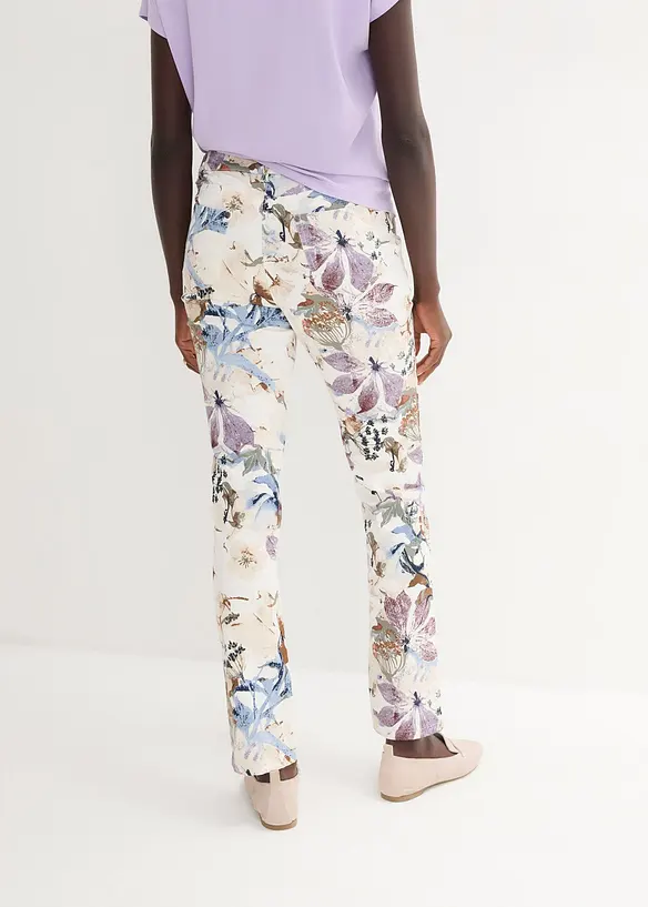 Stretch-Hose mit Blumen-Print in beige von hinten - bonprix Stretch-Hose mit Blumen-Print in beige von hinten - bonprix