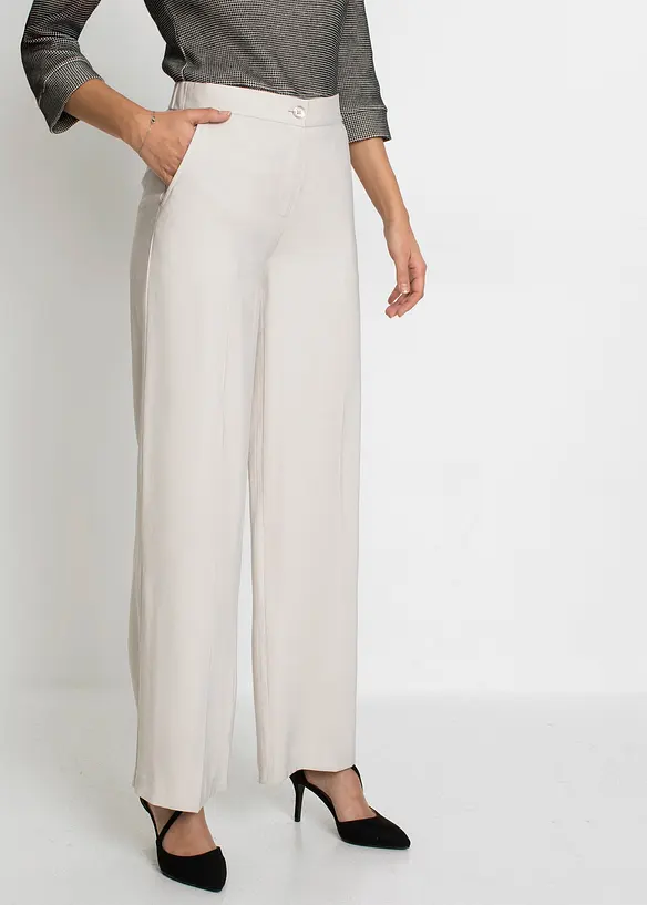 Leichte Marlenehose mit Viskose in beige von vorne - bonprix