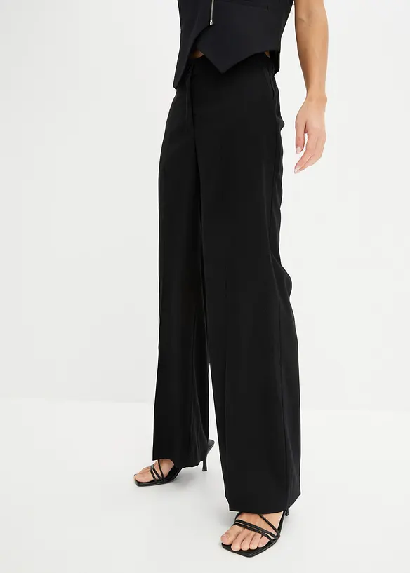 Leichte Marlenehose mit Viskose in schwarz von vorne - bonprix