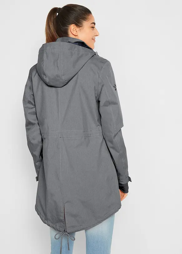 Wasserdichter Funktions-Parka in grau von hinten (im Anschnitt) - bonprix