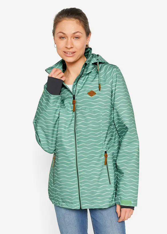 wasserdichte  Funktions-Jacke in grün von vorne (im Anschnitt) - bonprix